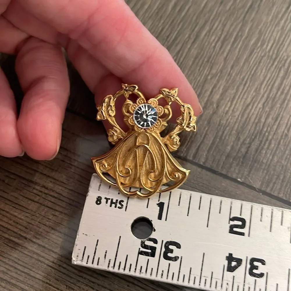 Vintage “Jane” Davis 1998 AOL Art Deco Divine Symbol Brooch Crystal Accent Angel